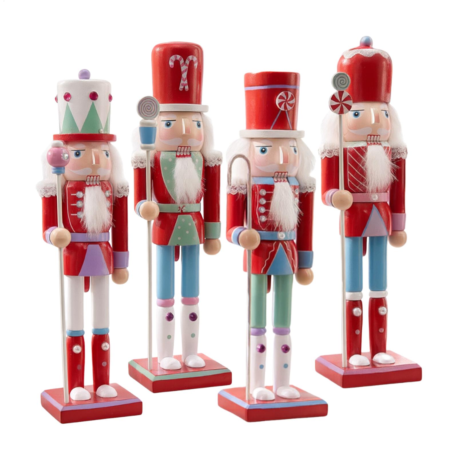 Nutcracker Figurine - 30cmのクリスマス・ナッツクラッカー兵士の木製人形。赤と金の配色で、お部屋やオフィス、テーブル、棚、暖炉の装飾に最適なホリデーデコレーション。